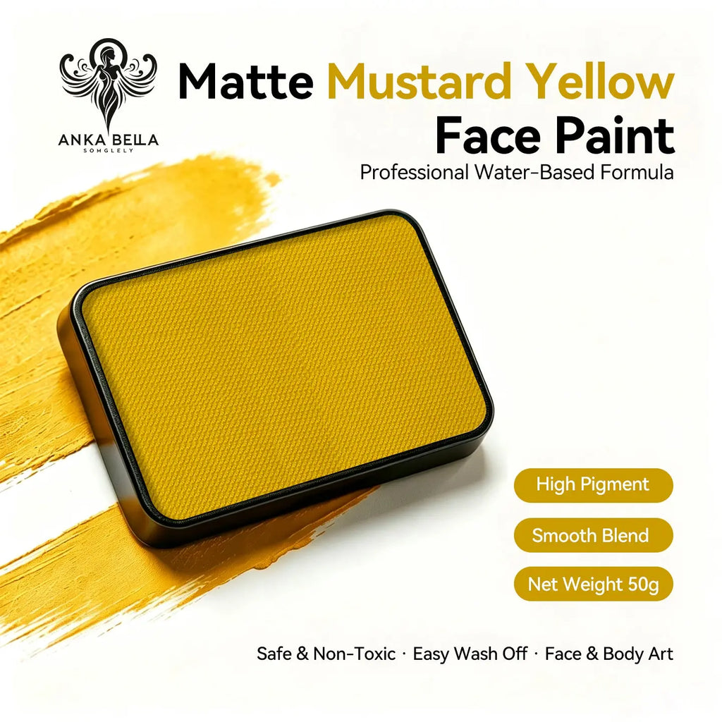 Anka Bella 50g matte mustard yellow face paint, water based smooth blend body paint