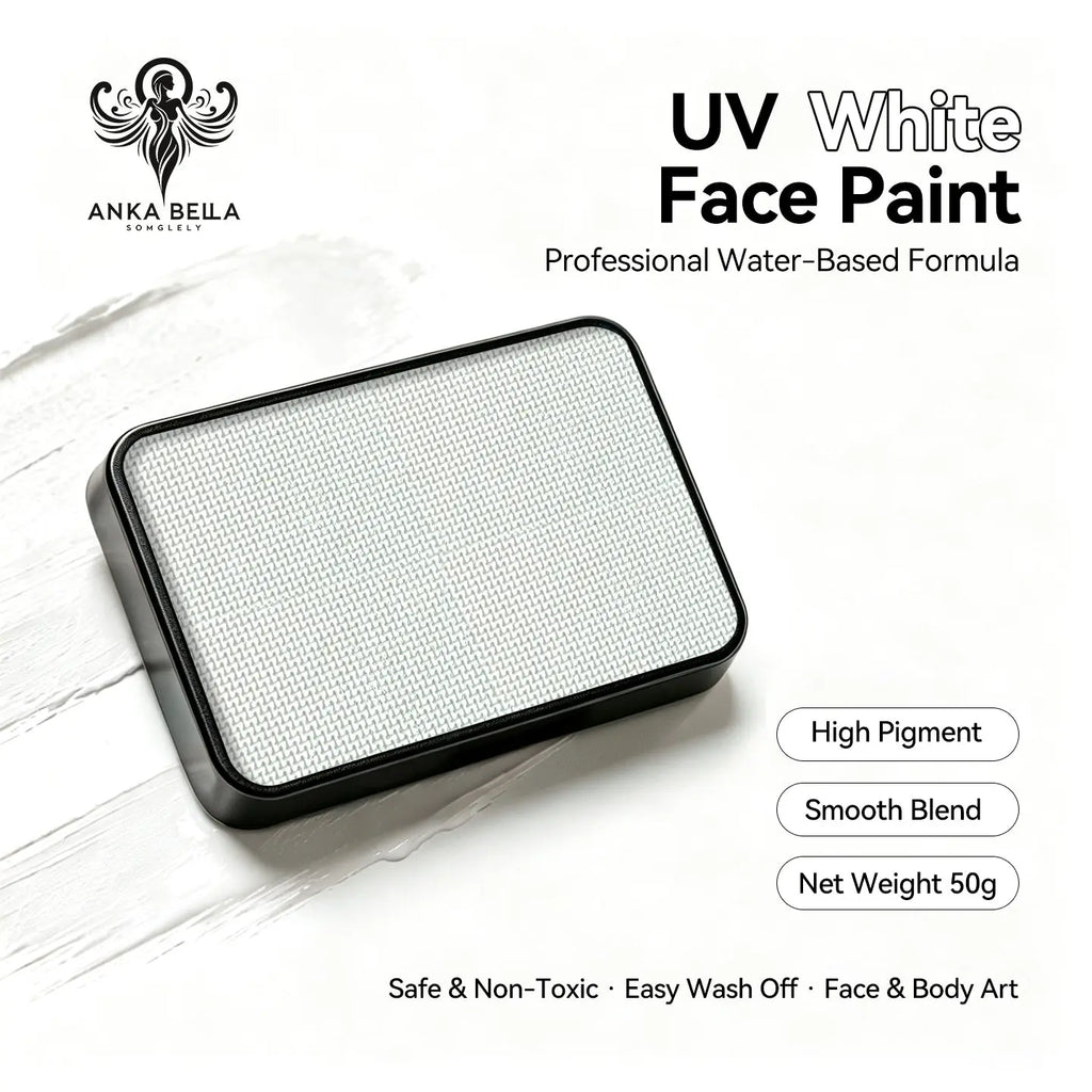 Anka Bella UV White solid face paint cake 50g water‑based professional face body art paint