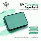Anka Bella UV Turquoise solid face paint cake 50g, professional water-based high pigment neon turquoise face and body art paint