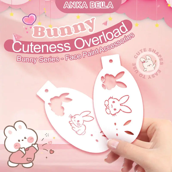 2 pcs Anka Bella bunny stencils set, hollow template for body paint art
