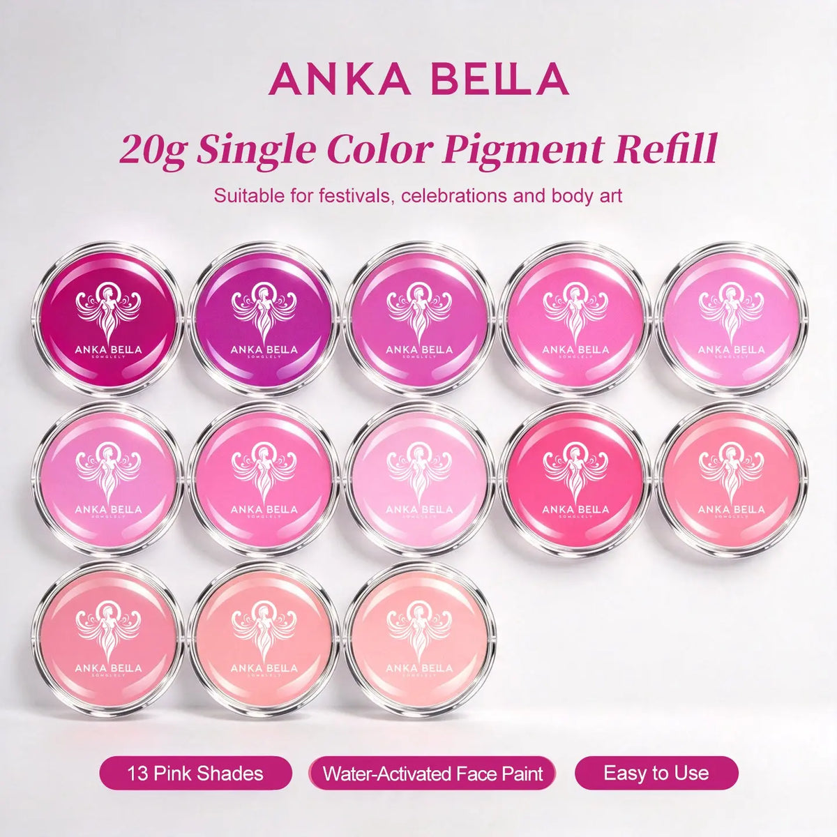 Anka Bella 20g single pink shade water activated face paint refill