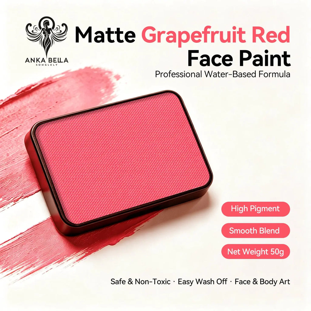 Anka Bella 50g matte grapefruit red face paint, water based smooth blend body paint