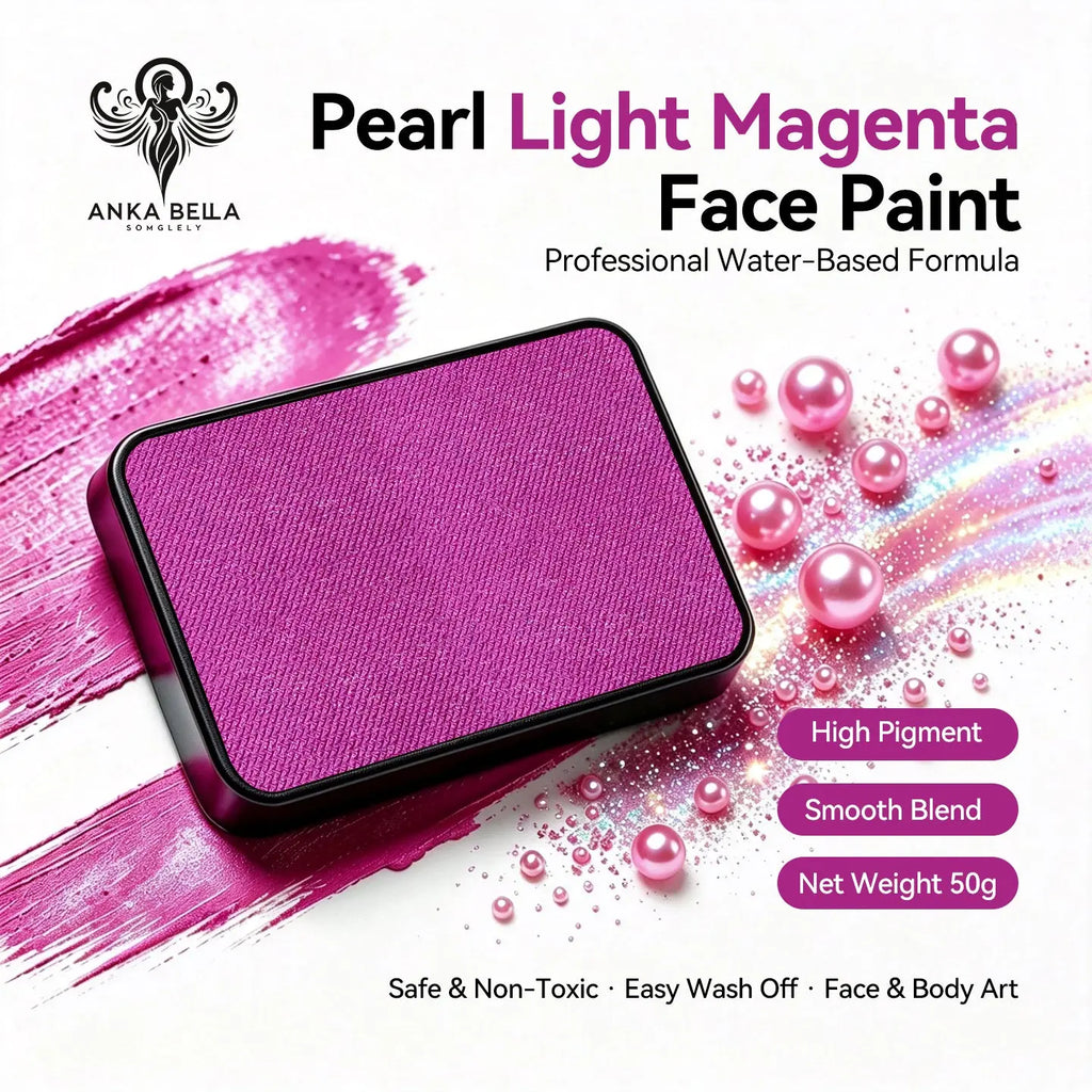Anka Bella Pearl Light Magenta solid face paint cake 50g water‑based professional face body art paint high pigment shimmer bright pearl light magenta