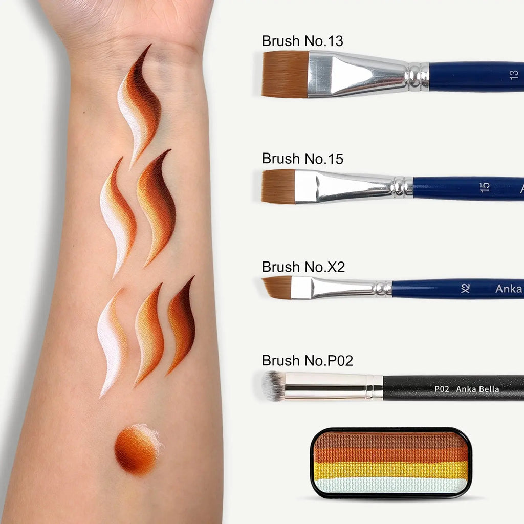 Anka Bella 4 Shade Autumn Gold Brown Water Activated Face Paint, Non-Toxic Skin Safe Washable Kids Body Paint for Halloween Cosplay Anka Bella