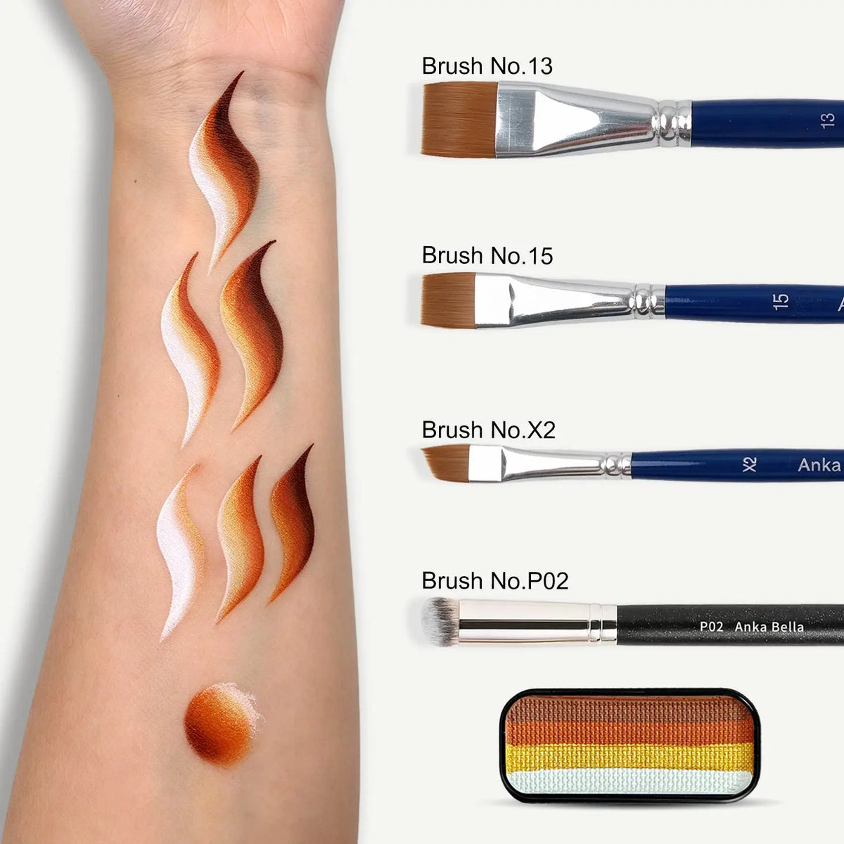 Anka Bella 4 Shade Autumn Gold Brown Water Activated Face Paint, Non-Toxic Skin Safe Washable Kids Body Paint for Halloween Cosplay Anka Bella