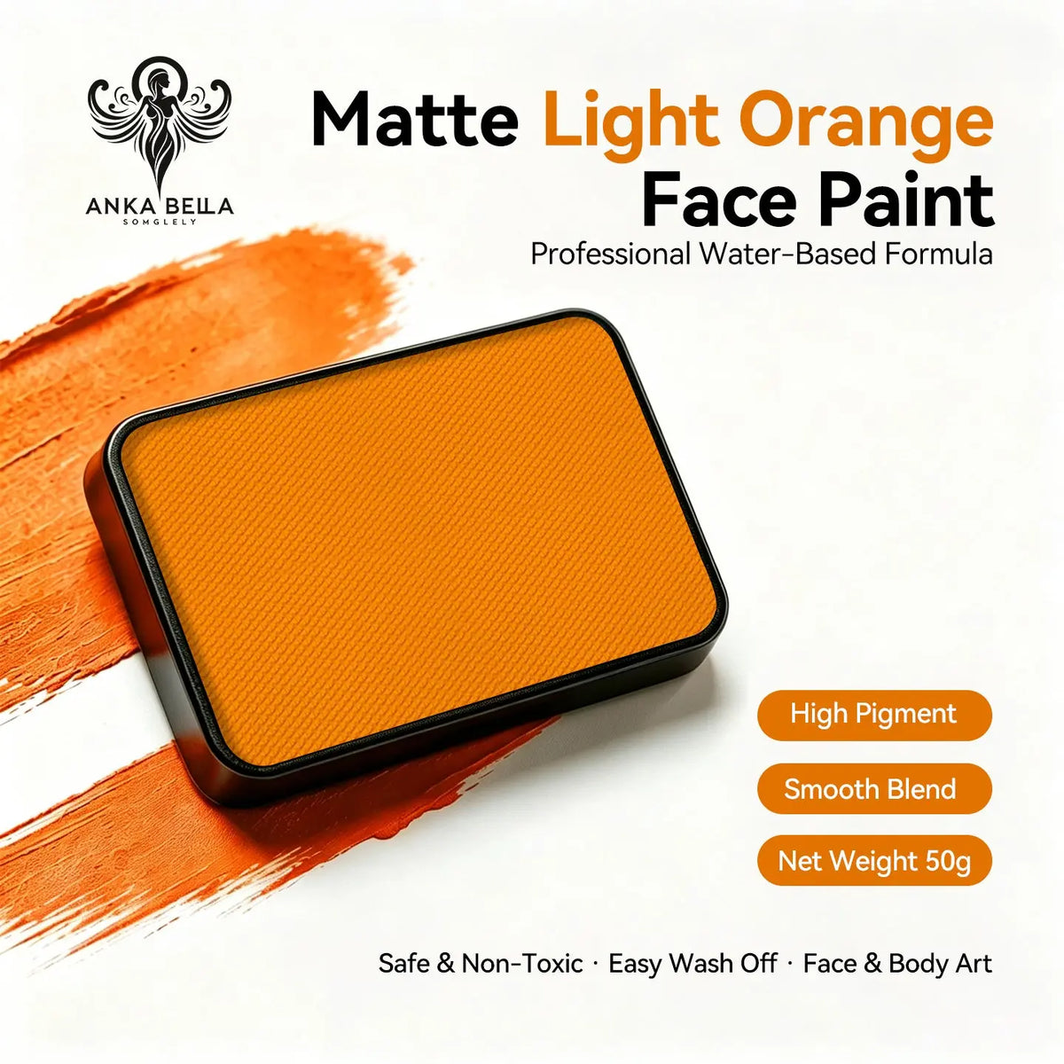 Anka Bella 50g matte light orange face paint, water based smooth blend body paint