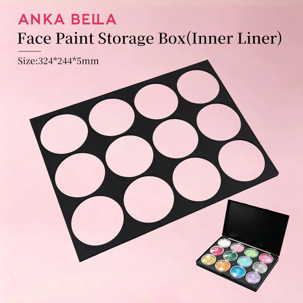 Anka Bella face paint box foam liner with 12 round cutouts, makeup case replacement insert
