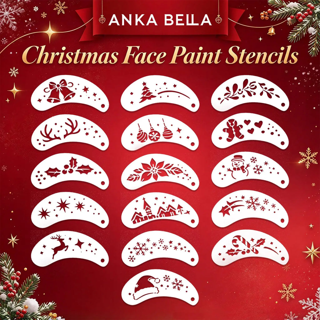 16 designs Anka Bella reusable Christmas arc face painting templates