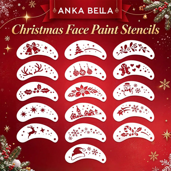 16 designs Anka Bella reusable Christmas arc face painting templates