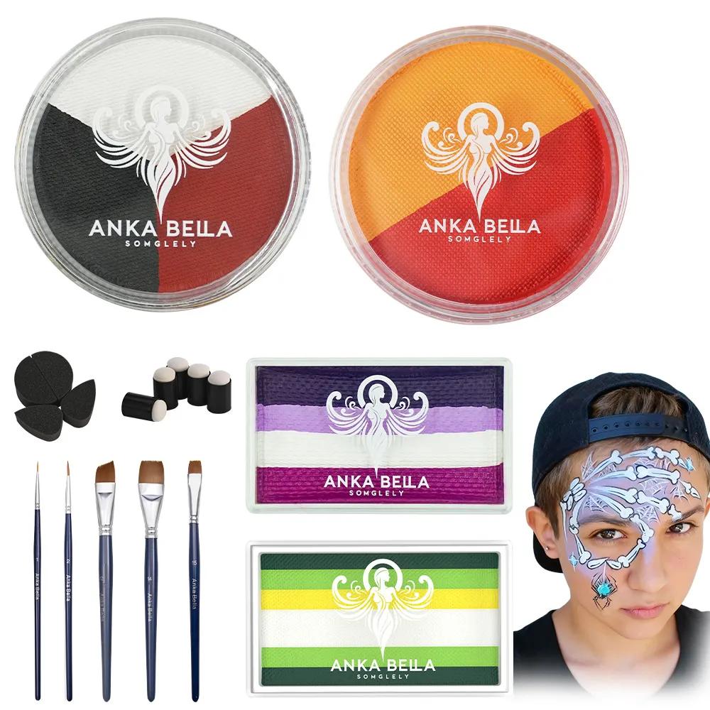 ANKA BELLA Halloween Face Paint Kit | Rainbow Split Cakes & Dual Colors