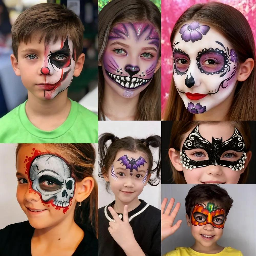 ANKA BELLA Halloween Face Paint Kit | Rainbow Split Cakes & Dual Colors