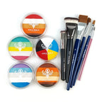 Anka Bella face painting palette set with professional paint brushes, multi-color split cake face paint