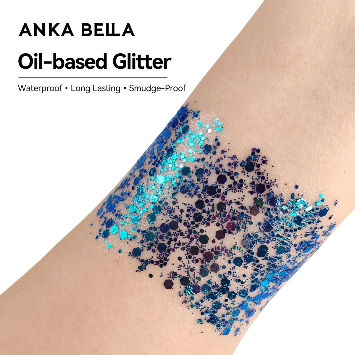 Anka Bella Iridescent Black Blue Purple Glitter, Safe Face Body Glitter for Festival Makeup Anka Bella