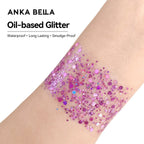 Anka Bella Iridescent Purple Pink Glitter, Safe Face Body Glitter for Festival Makeup Anka Bella