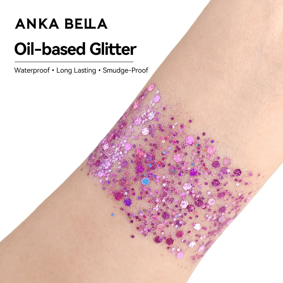 Anka Bella Iridescent Purple Pink Glitter, Safe Face Body Glitter for Festival Makeup Anka Bella