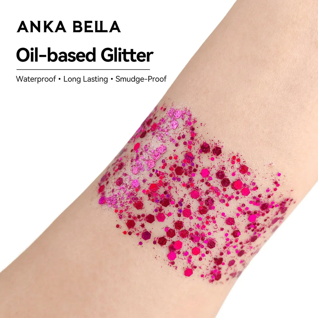 Anka Bella Iridescent Fuchsia Pink Glitter, Safe Face Body Glitter for Festival Makeup Anka Bella