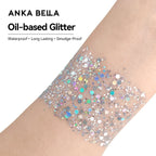Anka Bella Iridescent Silver Blue Rainbow Glitter, Safe Face Body Glitter for Festival Makeup Anka Bella