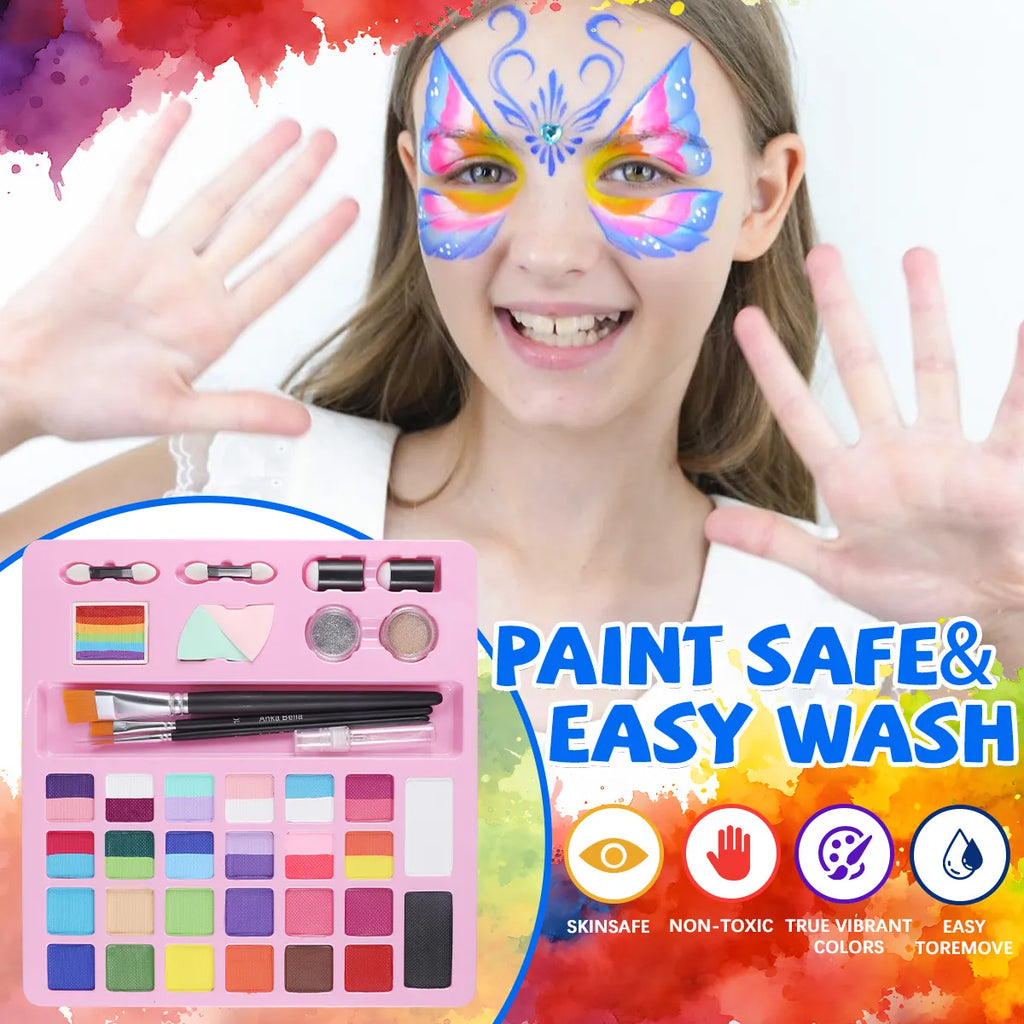 24-Color Face Painting Kit for Kids – Safe,  Fun with 30 Free Tutorial Videos Anka Bella