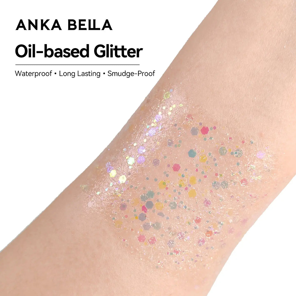 Anka Bella Iridescent Clear Rainbow Glitter, Safe Face Body Glitter for Festival Makeup Anka Bella