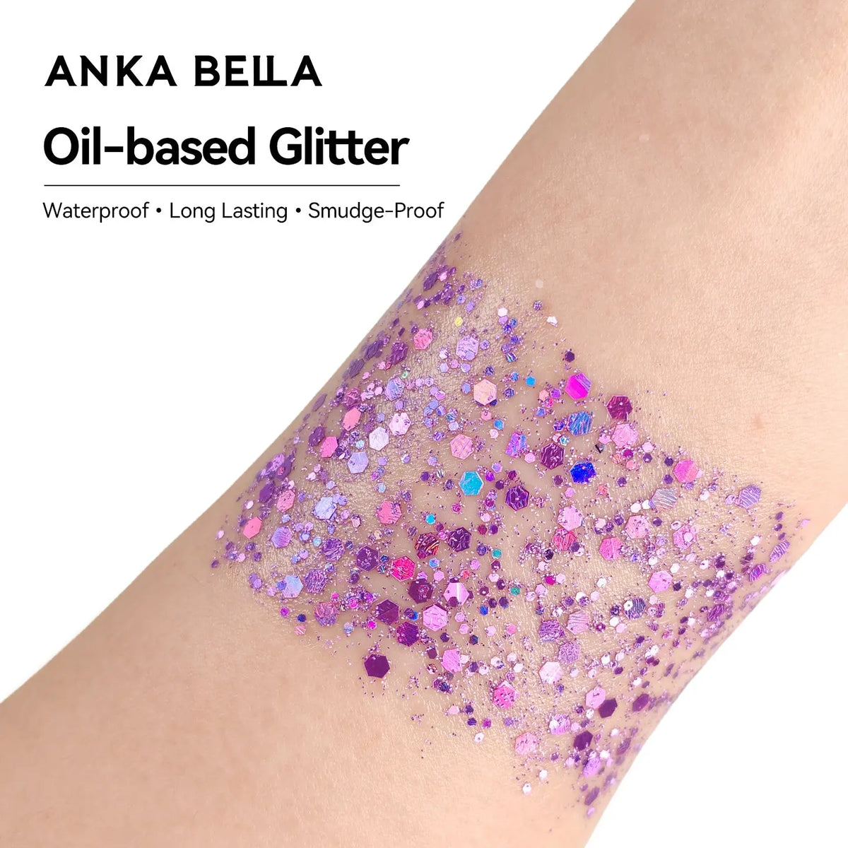 Anka Bella Iridescent Purple Glitter, Safe Face Body Glitter for Festival Makeup Anka Bella