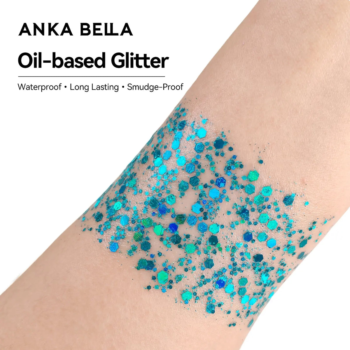 Anka Bella Iridescent Green Blue Glitter, Safe Face Body Glitter for Festival Makeup Anka Bella