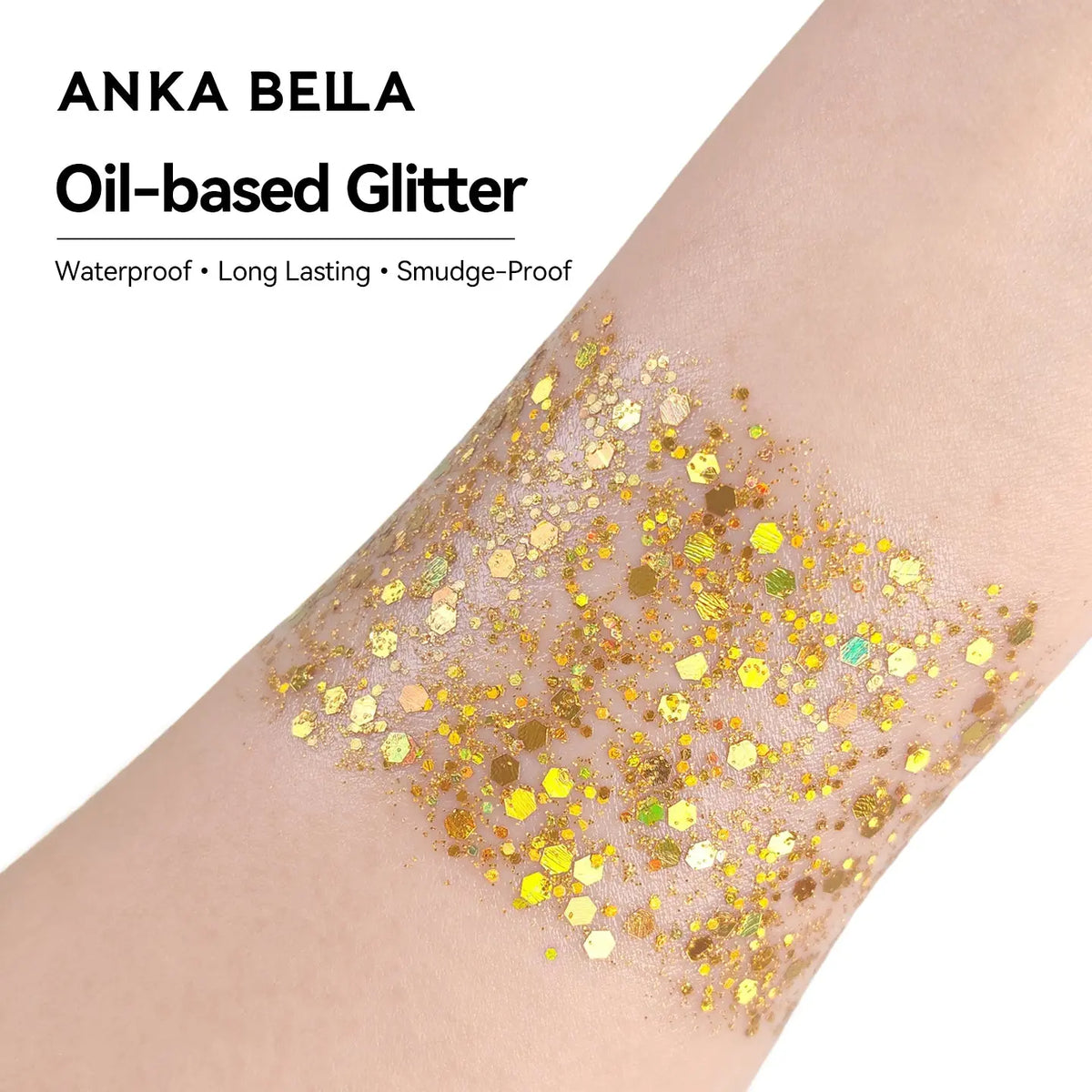 Anka Bella Iridescent Gold Glitter, Safe Face Body Glitter for Festival Makeup Anka Bella