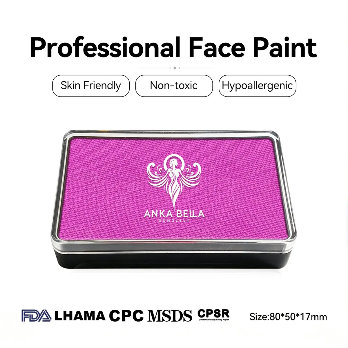 Anka Bella professional matte hot fuchsia face paint palette, skin friendly non-toxic face body paint