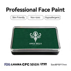 Anka Bella professional matte green face paint, skin friendly non‑toxic hypoallergenic, FDA LHAMA CPC MSDS CPSR certified, size 80×50×17mm