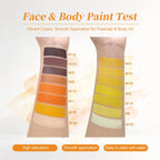 Anka Bella yellow brown face paint arm swatch, high saturation water based pigment