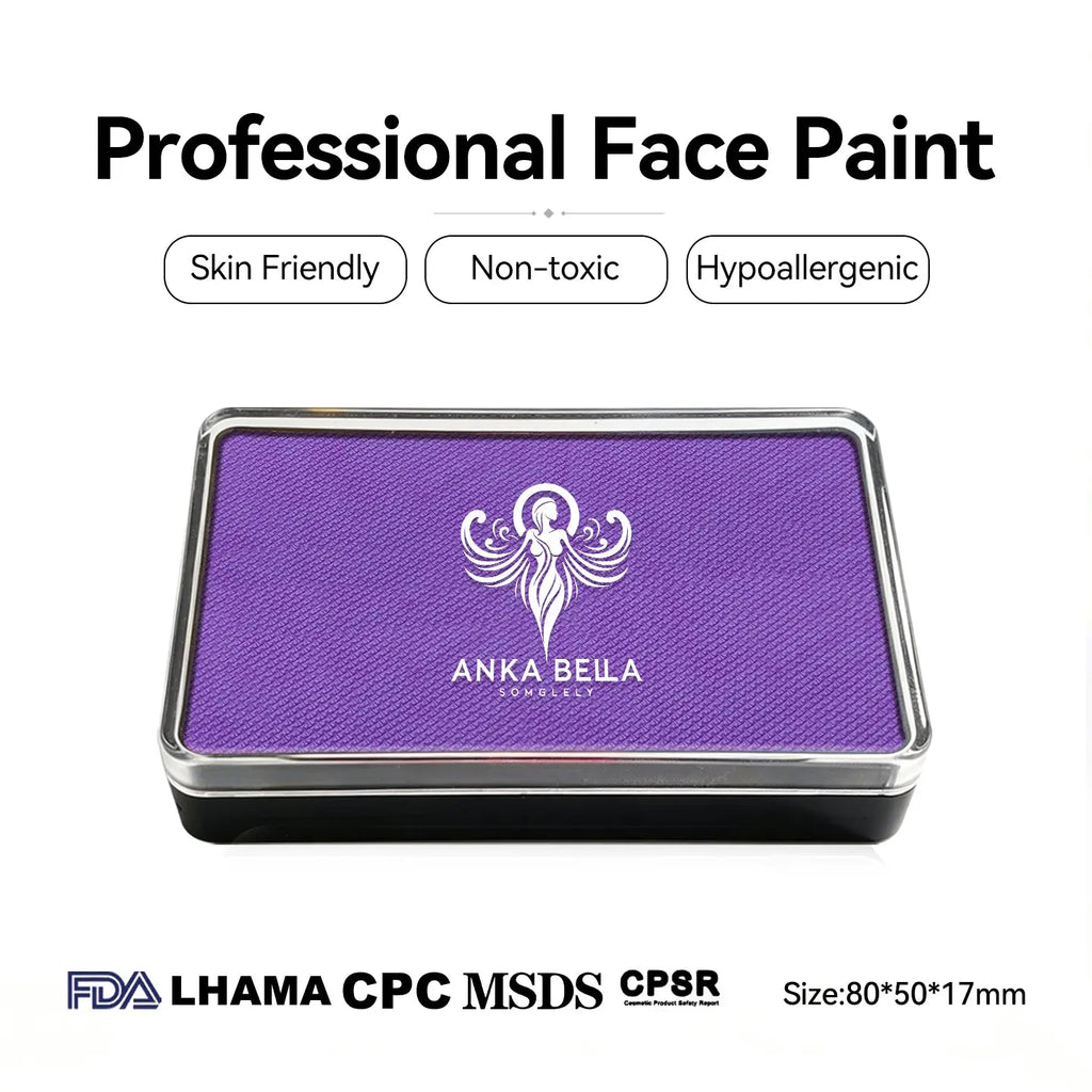 Anka Bella professional matte rich violet face paint palette, skin friendly non-toxic face body paint