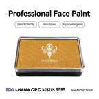 Anka Bella professional pearl gold face paint, skin friendly non‑toxic hypoallergenic, FDA LHAMA CPC MSDS CPSR certified, size 80×50×17mm