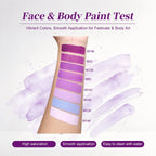 Anka Bella purple face paint swatch test, vibrant pigment smooth application easy clean