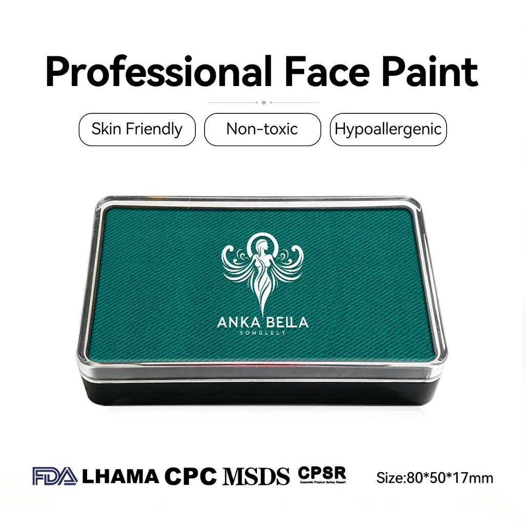Anka Bella professional matte deep teal face paint palette, skin friendly non-toxic face body paint