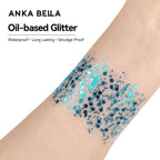 Anka Bella Blue Green Iridescent Glitter, Safe Face Body Glitter for Festival Makeup Anka Bella