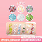 Oil based cosmetic glitter swatch on skin, strong adhesion chunky glitter for party makeup