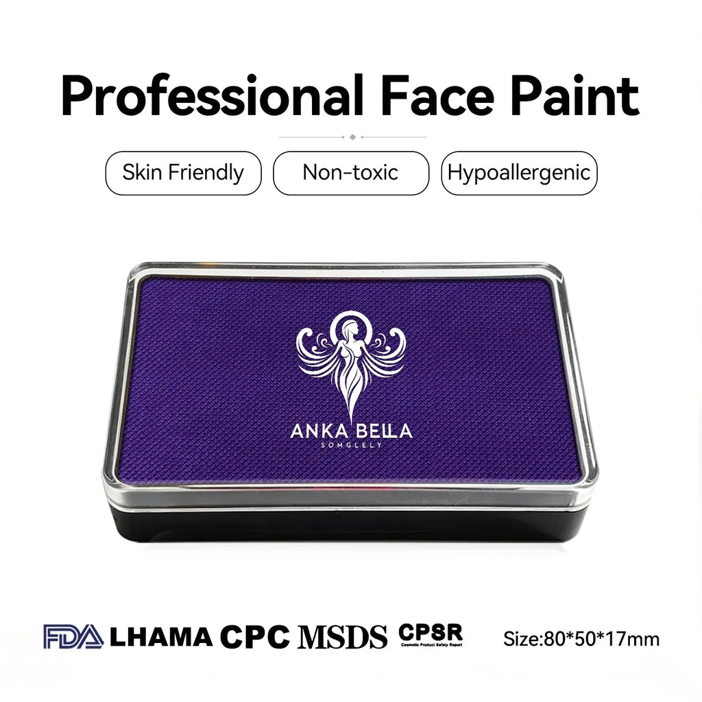 Anka Bella professional matte deep purple face paint palette, skin friendly non-toxic face body paint