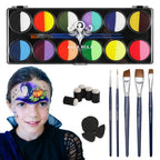 Halloween Face Paint Kit – 12 Dual-Color Pans (24 Shades)+ Free Halloween Tutorials Anka Bella