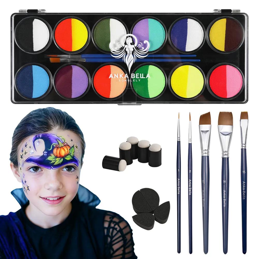 ANKA BELLA Halloween Face Paint Kit – 12 Dual-Color Pans (24 Shades)