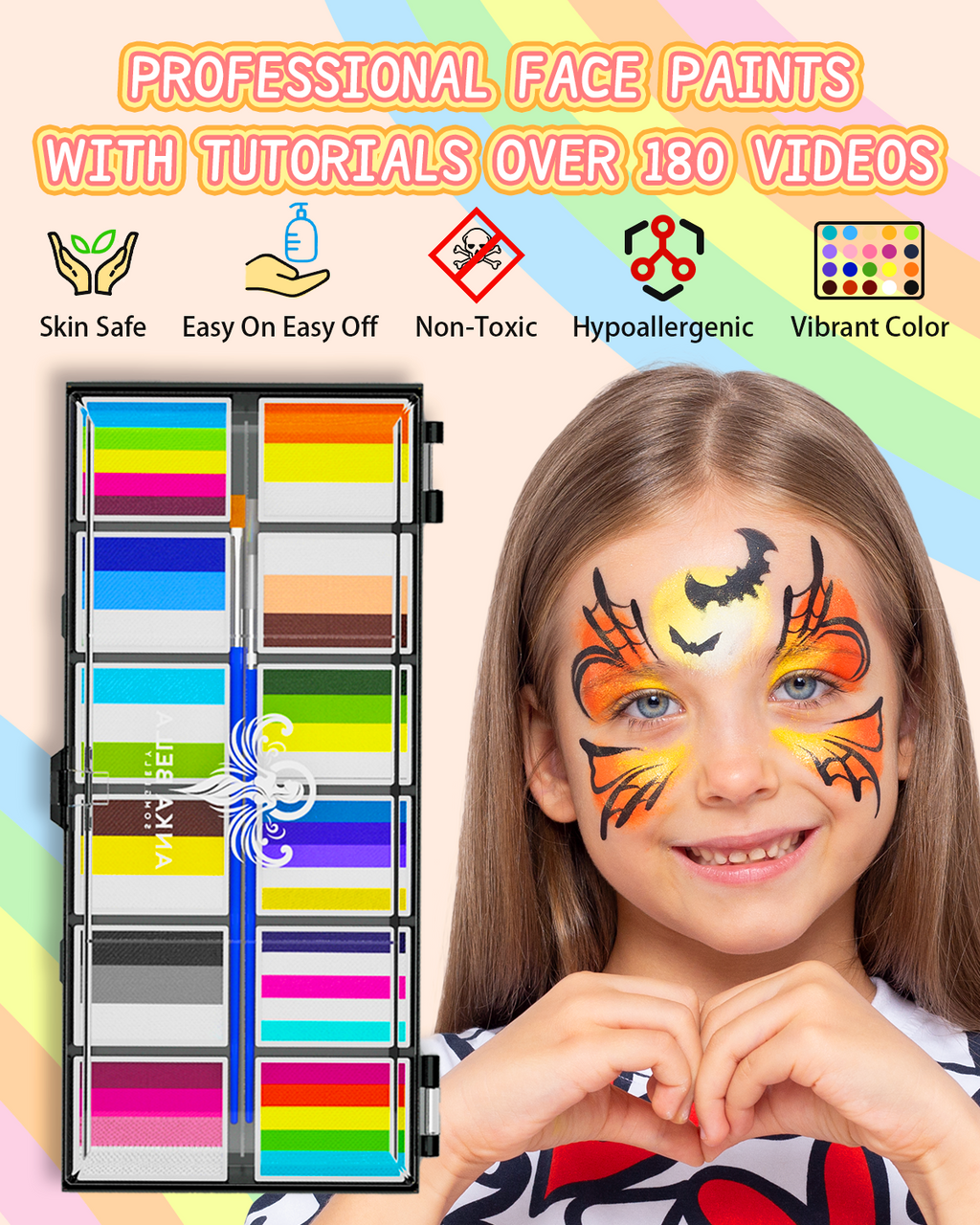 12-Color Animal Palette – Bright & Blendable Face & Body Paint for Creative Designs