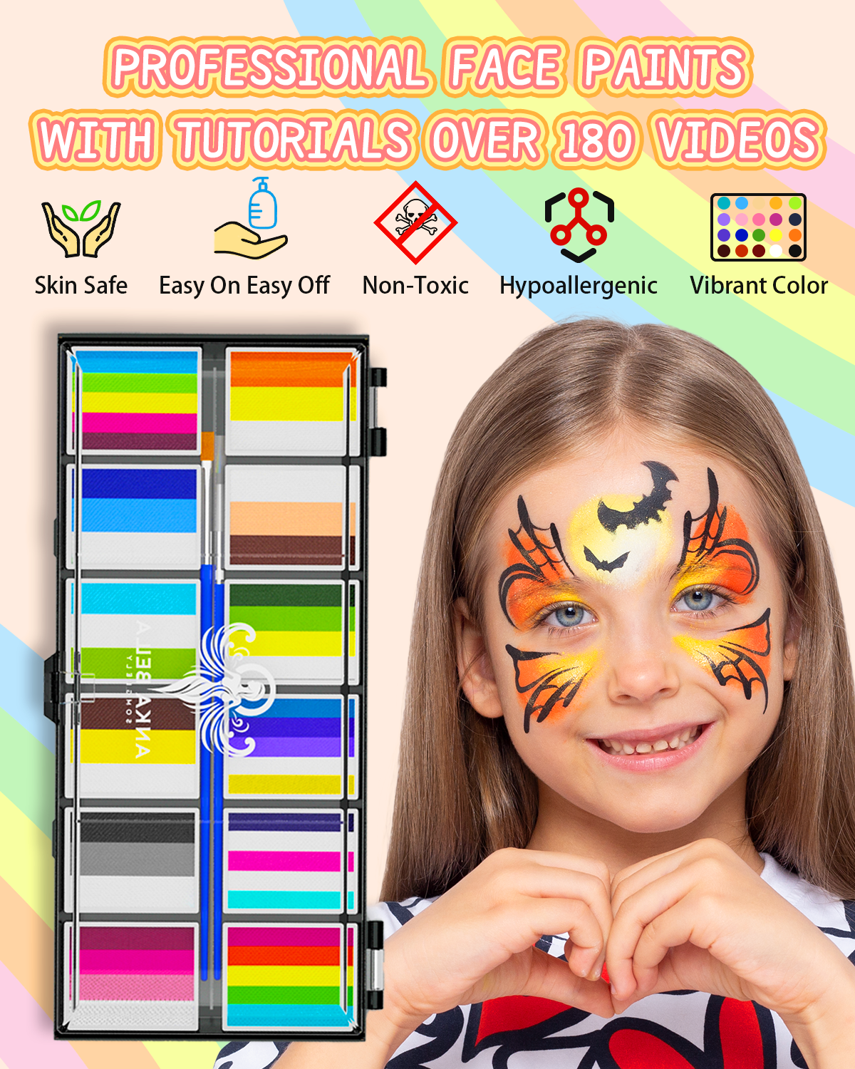 12-Color Animal Palette – Bright & Blendable Face & Body Paint for Creative Designs