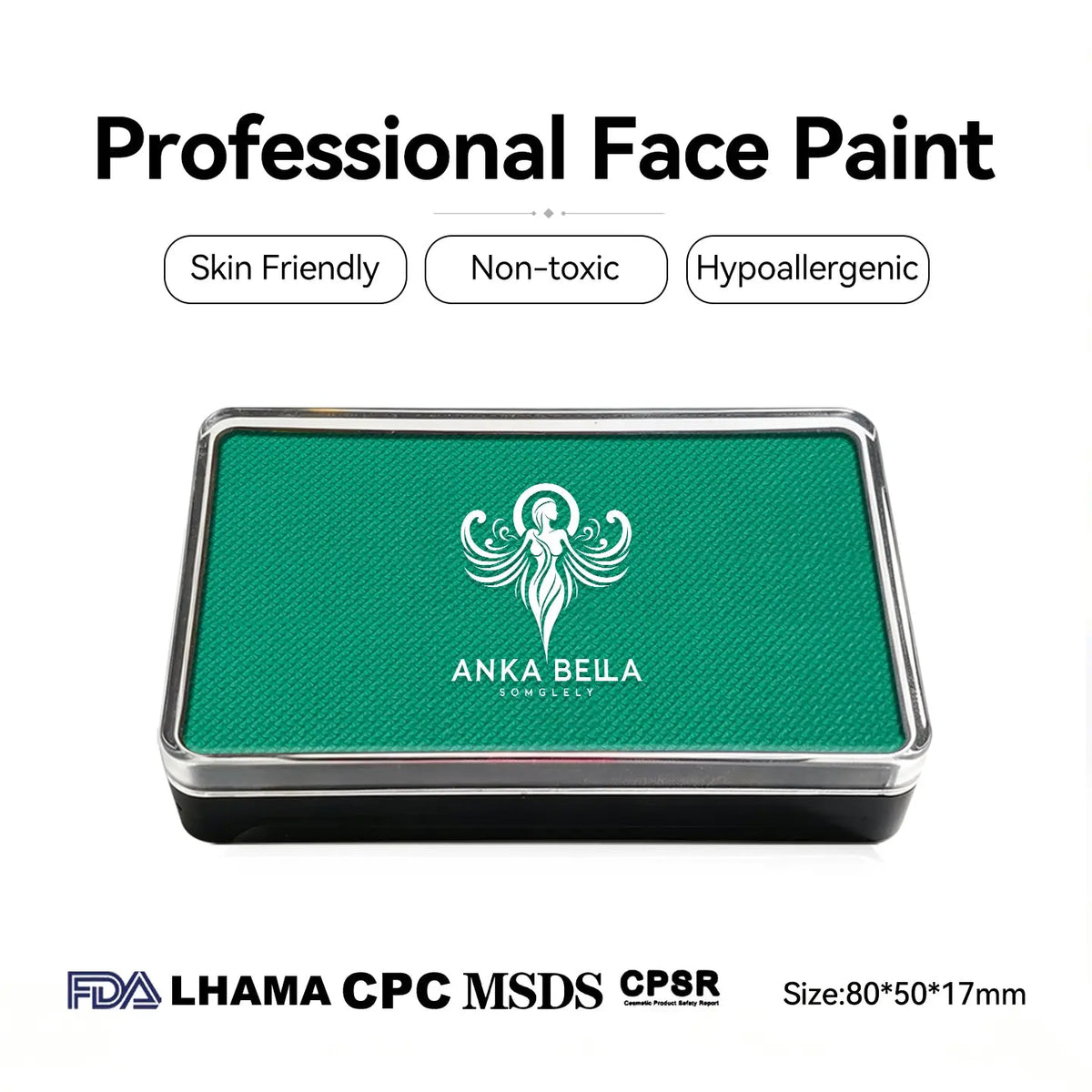 Anka Bella professional matte turquoise face paint palette, skin friendly non-toxic face body paint
