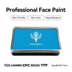 Anka Bella professional matte sky blue face paint, skin friendly non‑toxic hypoallergenic, FDA LHAMA CPC MSDS CPSR certified, size 80×50×17mm