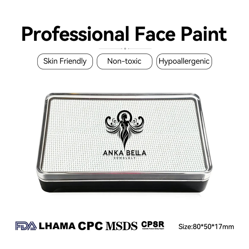 Anka Bella UV White Solid Face Paint 50g, Water‑Based Non‑Toxic Hypoallergenic UV Glow Body Paint Cake for Professional Face Painters Halloween Party Anka Bella