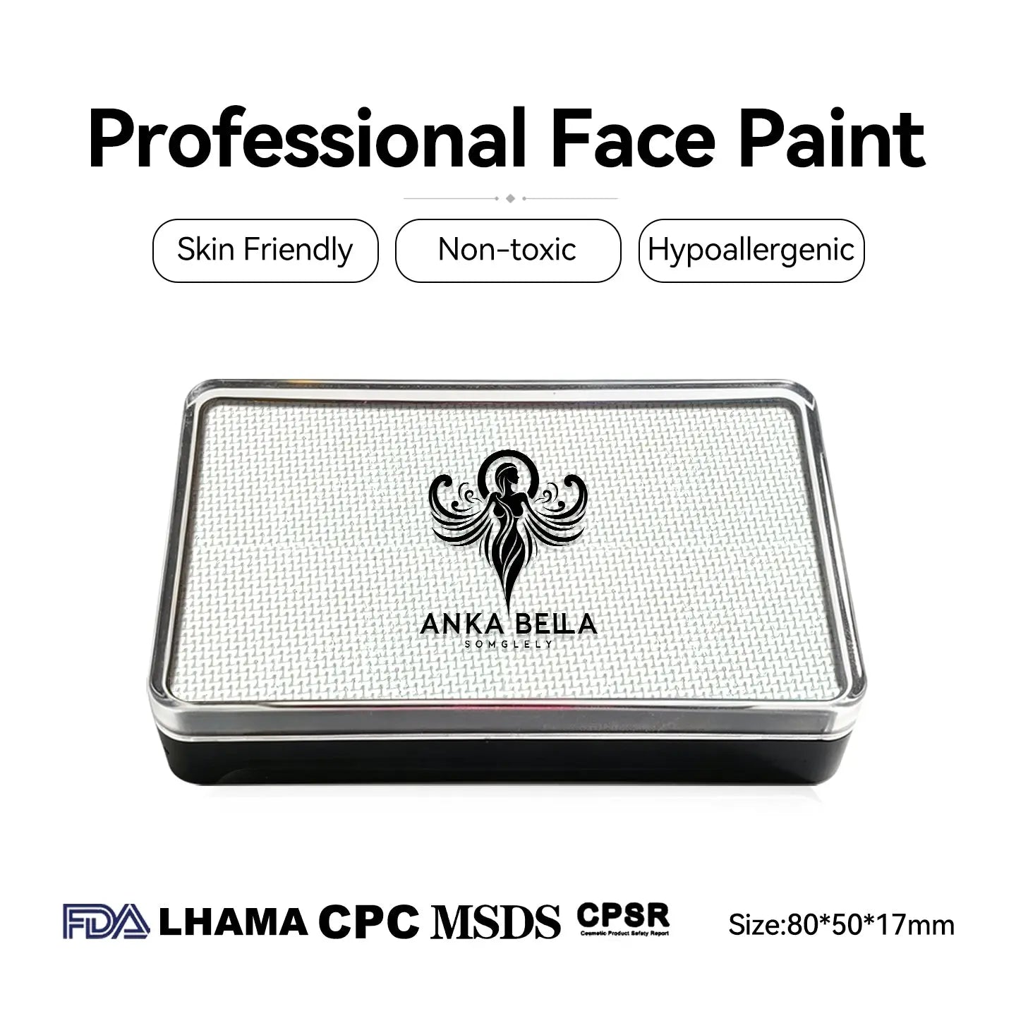 Anka Bella UV White Solid Face Paint 50g, Water‑Based Non‑Toxic Hypoallergenic UV Glow Body Paint Cake for Professional Face Painters Halloween Party Anka Bella