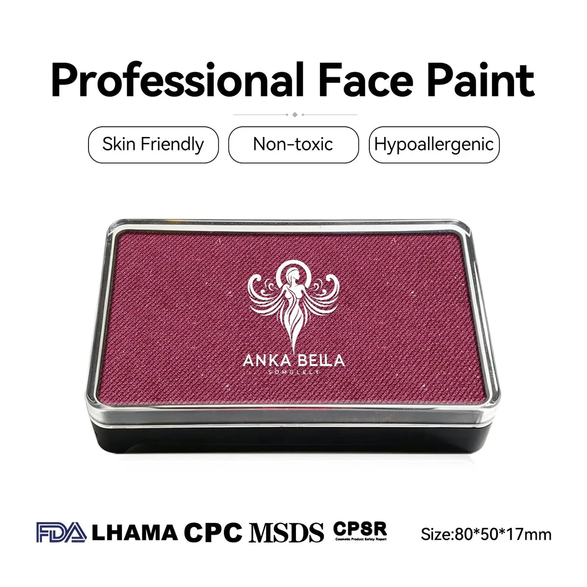 Anka Bella professional pearl brown face paint, skin friendly non-toxic hypoallergenic, FDA LHAMA CPC MSDS CPSR certified, size 80x50x17mm
