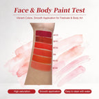 Anka Bella red face paint swatch test, vibrant pigment smooth application easy clean