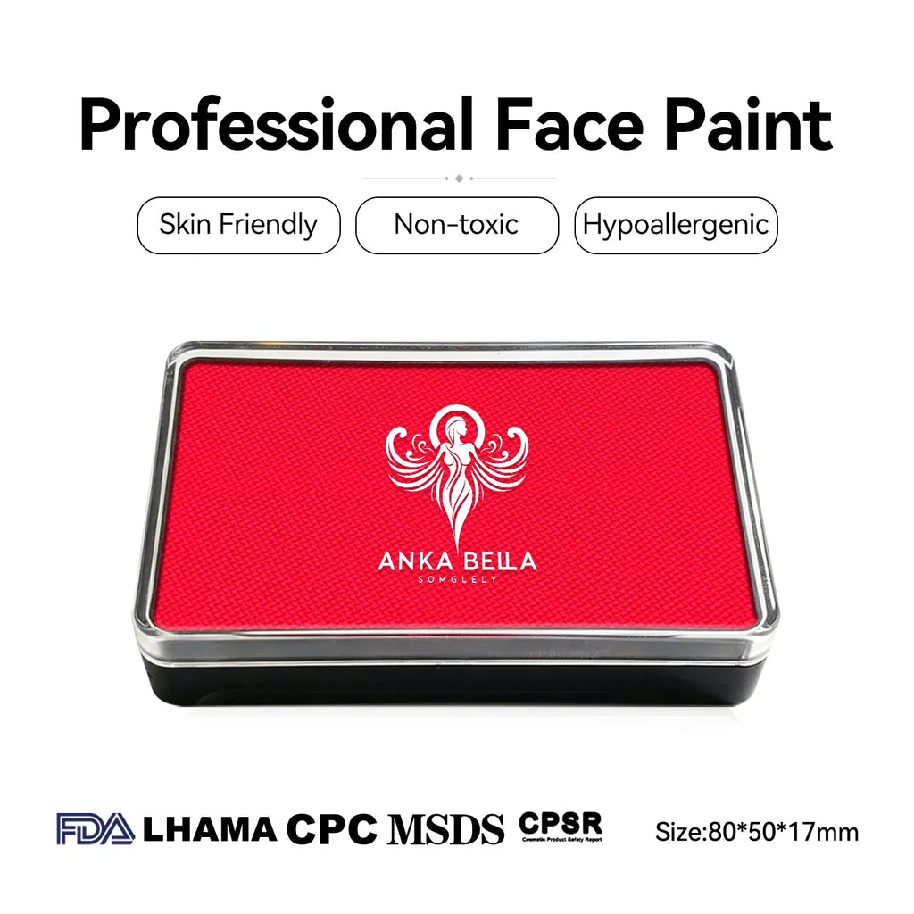 Anka Bella UV Candy Red face paint, skin‑friendly non‑toxic hypoallergenic with FDA CPSR MSDS certification