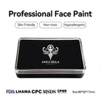 Anka Bella professional matte black face paint, skin friendly non‑toxic hypoallergenic, FDA LHAMA CPC MSDS CPSR certified, size 80×50×17mm