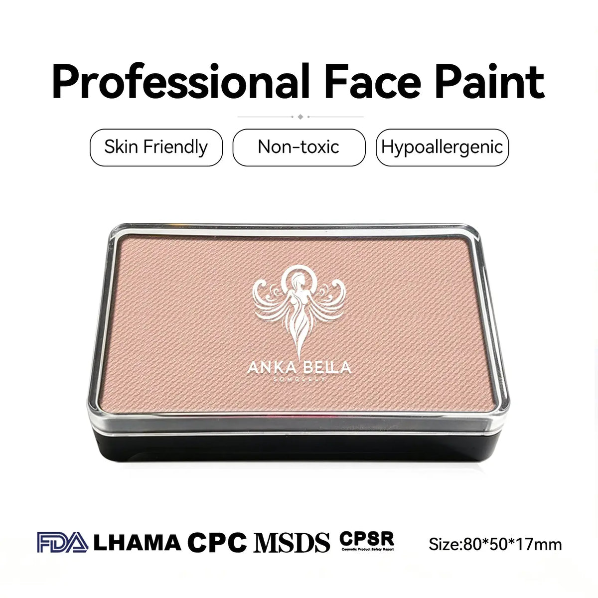 Anka Bella professional matte mauve pink face paint palette, skin friendly non-toxic face body paint