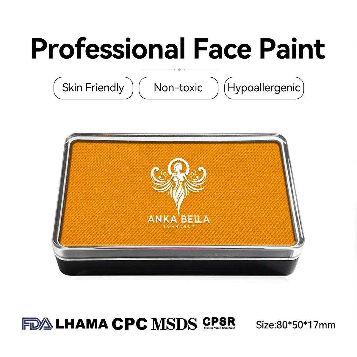 Anka Bella professional matte yellow face paint palette, skin friendly non-toxic face body paint